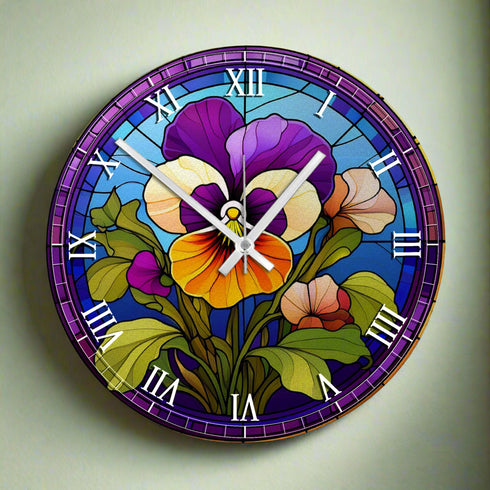 Pansy Suncatcher Effect Clock